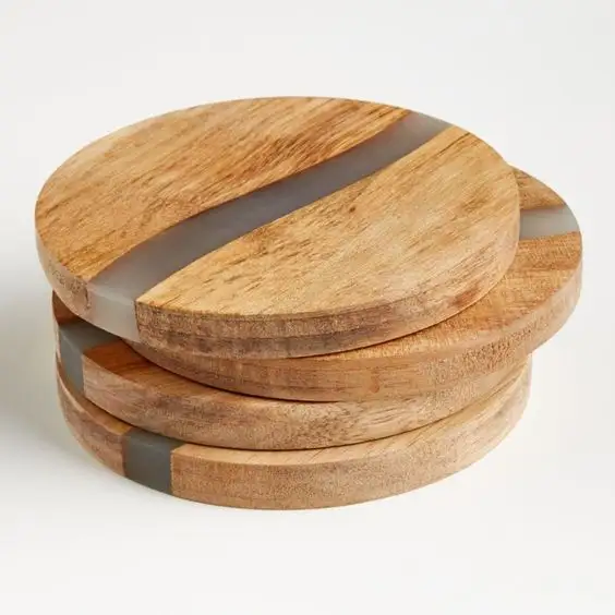 Juego personalizado de 4 posavasos de madera de diseño moderno para el hogar, Bar, oficina, manteles y almohadillas a precio mayorista