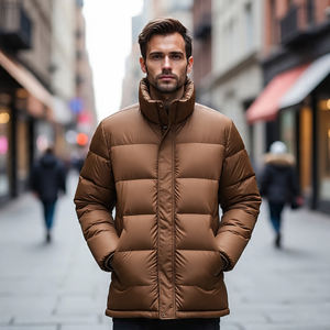 Chaqueta acolchada de alta calidad para hombre de invierno 2024, prendas de vestir informales con cuello levantado y cremallera con Abrigo acolchado de burbujas - Product Image 5