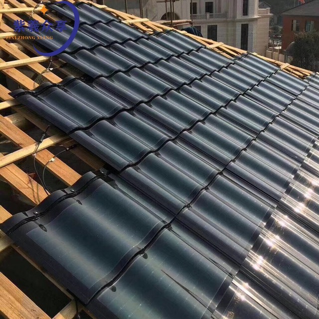 BIPV Solar Roof Tiles Double Glass 210mm Photovoltaic Panel 18% High Efficiency Building Integrated Power Generation