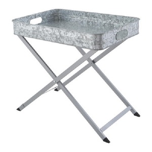 Table d'appoint pliante en métal galvanisé de ferme Table basse imperméable Table d'appoint de canapé avec plateau amovible Salon - Product Image 4