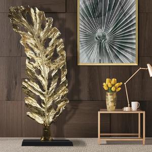 Sculpture de feuille en métal de grande taille pour le plancher, la maison et les hôtels, l'ornement décoratif de sculpture de galvanoplastie en métal abstrait - Product Image 3