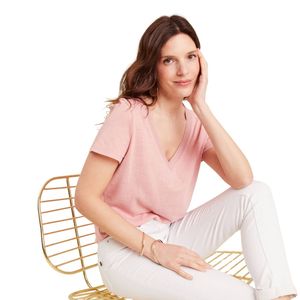 Camiseta Corta de Verano para Mujer, Ligera, Lisa, de Color Liso, Ajustada y Transpirable - Product Image 3