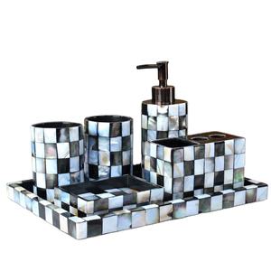 OP-Juego de baño con incrustaciones de hueso, conjunto de baño con diseño de flores marrones y blancas, precio al por mayor - Product Image 2