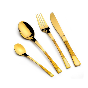 À la mode résistant en gros Restaurant argenterie métal or couverts en acier inoxydable couteau fourchette cuillère fête de mariage ensemble de couverts - Product Image 2