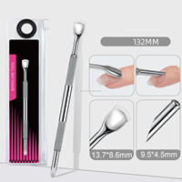 KANEKA ENTERPRISES Repousse-cuticules et nettoyeur d'ongles double extrémité en acier inoxydable, style russe, réutilisable, pour peaux mortes