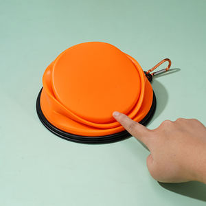 Sıcak satış özel 2-in-1 katlanabilir silikon hayvan mama kabı katlanabilir kedi köpek maması su besleme seyahat çanaklar plastik su şişeleri - Product Image 4