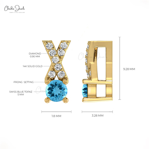 2024 más vendido Diamante Blanco y 0,56 CT Topacio Azul suizo corte redondo colgante de piedras preciosas 14K oro boda fiesta desgaste Cruz colgante - Product Image 4