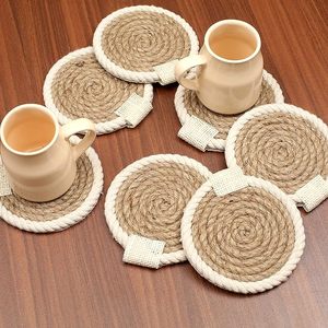 Jute and Cotton Rope <b>Table</b> <b>Coaster</b> for Mats & Pads Eco-Friendly Natural Twine Wedding Decoration Family Gathering Parties - Product Image 1