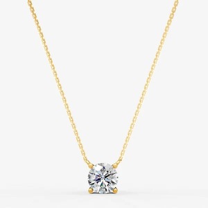 Pendentif solitaire rond classique en diamant de laboratoire cultivé, 0,90 carat EF-VVS2, fabriqué en or massif 14 carats, bijoux fins, cadeau - Product Image 4