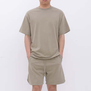 Conjunto de Ropa Urbana Personalizada para Hombre, Lavado Ácido, Camiseta y Pantalones Cortos, Camisetas de Hombros Caídos y Tejido Grueso - Product Image 3