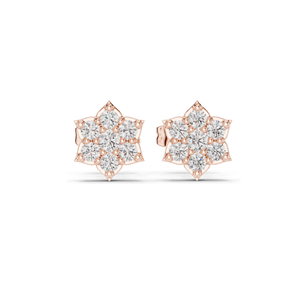 Boucles d'oreilles clous florales en diamant de laboratoire 0,38 CT, clarté VVS-VS EF, or 18 carats, 14 carats, 10 carats et argent 925, moissanite et or rose, jaune - Product Image 3