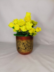 Florero colorido con estampado de mano de estilo costero de excelente calidad, hecho de aluminio metálico de hierro para decoración de mesa de oficina en casa - Product Image 3