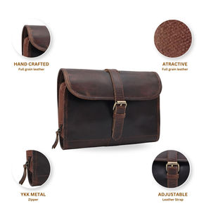 Neceser colgante de cuero de calidad Premium con gancho colgante para hombres y mujeres Dop Kit para gimnasio y uso en viajes en casa - Product Image 2