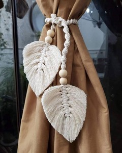 Premium fait à la main en macramé porte-rideau corde embrasse décoratif Boho Accent pour fenêtres rideaux chambre et salon - Product Image 2