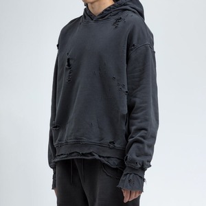 Sweat à capuche pour homme personnalisé, 100% coton, imprimé hiver, effet délavé, broderie, patch vintage, lavage à l'acide - Product Image 4