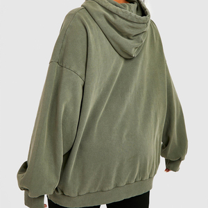Sweat-shirts à capuche pour femmes grandes tailles, logo brodé 3D personnalisé sur le devant, 100% coton, décontracté, tricot uni - Product Image 4
