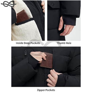 Chaqueta acolchada de lana extra larga para hombre, abrigo de invierno con capucha, Parka, ropa de abrigo cálida resistente al agua para clima frío - Product Image 2