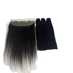 100% Remy murni kualitas tinggi Vietnam Virgin kutikula menyelaraskan rambut manusia perpanjangan Vendor tulang lurus Jet hitam pakan rambut