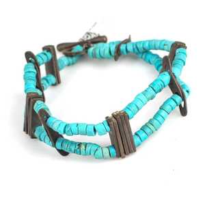 Turquoise Stone and <b>Silver</b> Crystal <b>Bracelet</b> Elegant <b>Bangles</b> for Women - Product Image 1