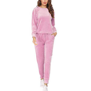 ชุดกีฬา2024ฤดูหนาวฤดูใบไม้ร่วงของผู้หญิงชุดวอร์มผ้ากำมะหยี่คอกลมพร้อมขนแกะอุ่นกางเกงเสื้อวอร์มสำหรับใช้ในยิม - Product Image 3