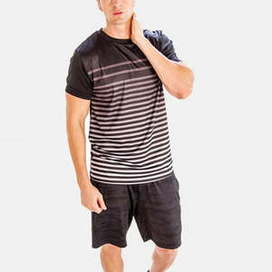 Summer New Men Casual Breathable Shorts Sets Short Sleeve T Shirt Shorts Solid Set Cotton Men's Brand Clothing 2 Pieces Sets - Product Image 1