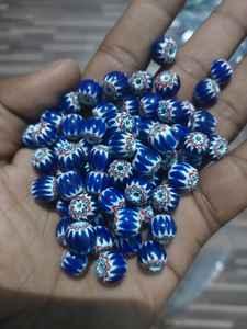 High Quality Chevron Beads in Drum Shape for Jewelry Designers Red <b>White</b> <b>and</b> <b>Blue</b> <b>Striped</b> Crystal Lampwork & Glass Beads - Product Image 3