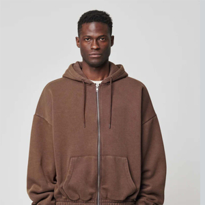 Manufacturer's Customizable Cotton/Polyester Zipper Hoodie Heavyweight 3D DTG Logo Print Solid Street Wear Design for Winter Men - Product Image 2