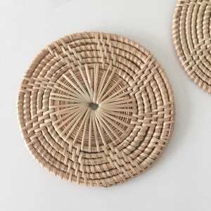 Vietnam Handicrafts Woven Round Rattan <b>Drink</b> <b>Coaster</b> <b>Coaster</b> Cup Mat for Kitchen Hotel Wicker Placemat Plate Charger - Product Image 4