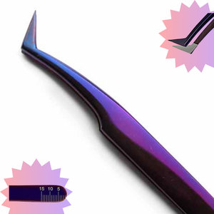 Pince à épiler professionnelle en acier inoxydable de haute qualité 75 degrés fibre pointue Logo personnalisable Extensions de cils pince à épiler - Product Image 3