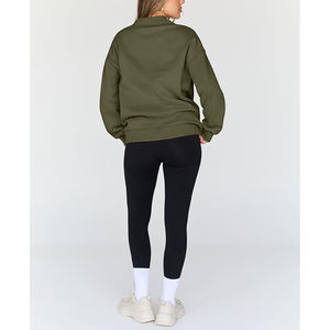 La mejor oferta, suéter de gran tamaño, sudaderas, camisetas de manga larga de otoño, hombros caídos, de talla grande, para mujer, Tops cortos lisos con capucha - Product Image 4