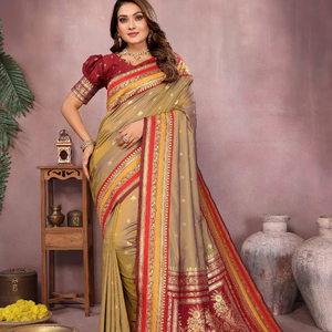 Royal and Rich Kalamkari Silk Zari avec Paithani Silk With Beautiful Digital Printed Saree - Product Image 1