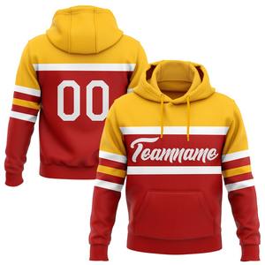 Custom Stitched Red White-Gold Line Sports Pullover Sweatshirt Hoodie - Product Image 1