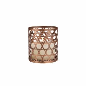 Modern Metal <b>Copper</b> Antique Votive Tealight <b>Candle</b> <b>Holder</b> With Geometric Pattern For Home Decoration & Wedding Table Centerpiece - Product Image 1