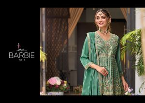 Salwar kameez จากดีไซเนอร์จาก Chinon หนักพร้อมด้วยการปักที่ดีชุดหรูหรามีสไตล์สำหรับงานแต่งงานและงานเฉลิมฉลอง - Product Image 3