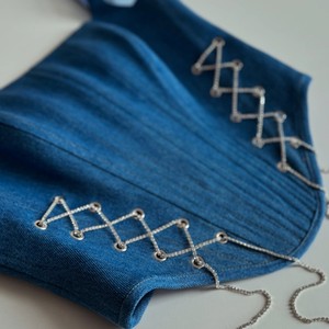 Elegant Women's New Corset Premium Quality Satin Lace & Chains Decor Eco-Friendly Custom Made Design Body Shaping <b>Bodysuit</b> - Product Image 2