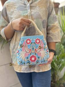 Designer Handcrafted Stylish Woman Handbag <b>Elephant</b> Design Silk Lining Open Closure Pattern Pearl Tassel <b>Decoration</b> Party Gift - Product Image 4