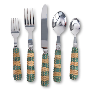 Cuchara de acero inoxidable Mango de ratán Bule Fabricante de cubiertos de acero inoxidable de primera calidad Cuchara con mango de ratán - Product Image 6