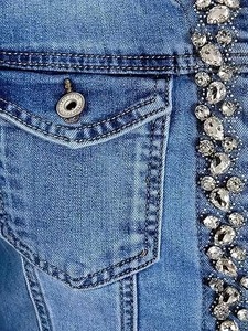 Chaqueta vaquera corta de alta calidad al por mayor, pantalones vaqueros para mujer, ropa de calle, pantalones vaqueros cortos con cuentas cortas, chaqueta vaquera corta para mujer - Product Image 3