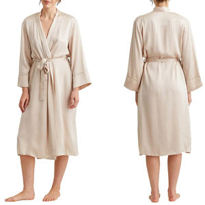 Albornoz de moda para mujer, secado rápido, transpirable, algodón, gofres, satén, patrón sólido, ropa de salón, estampado térmico liso, venta al por mayor - Product Image 6