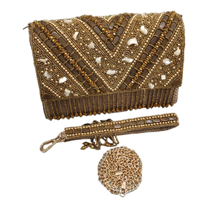 2024 Best Selling <b>Beaded</b> <b>Handbag</b> Soft Bag Handmade With Beautiful Diamonds Pearls Sequins Open Top Design India Wholesale Price - Product Image 1
