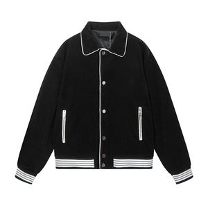 Chaqueta universitaria para hombre recién llegada al por mayor de piel sintética de alta calidad con letras bordadas de béisbol estilo callejero cuello levantado - Product Image 1