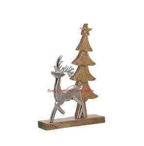 Sculpture d'arbre de Noël en bois métal moderne faite à la main de haute qualité conception de renne sculpté table pour la décoration de mariage - Product Image 1