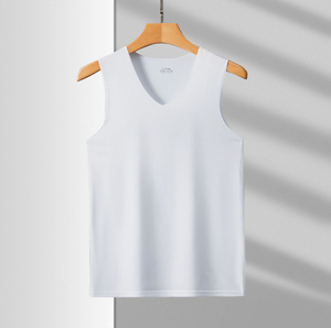 Fabricants de sous-vêtements sans couture sans manches couleur unie grande taille L-5xl confortable débardeur pour hommes - Product Image 4