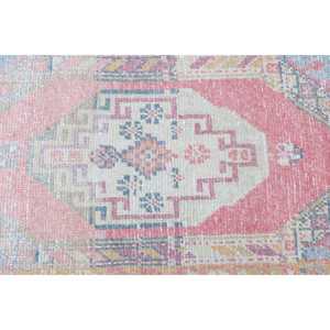 Vintage Turkish Rug 1.6x3.4 ft (49x104 cm), <b>Red</b> Animal Print <b>Wool</b> Rug - Product Image 5