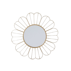 Miroir de forme ronde décoratif de mur de conception de fleur faite à la main pour la maison miroir de mur en métal pour la décoration à la maison décor de salon - Product Image 1