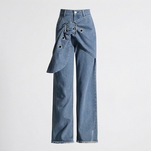 Premium Quality Denim <b>Jeans</b> Pants <b>Women's</b> Casual Fashion High Waist Pant Ladies Streetwear Washable Trousers Customized Color - Product Image 1