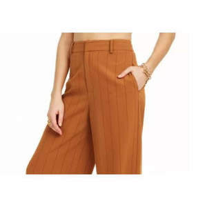 Pantaloni Casual da Donna Danielle Bernstein a Vita Alta e Gamba Larga a Righe, Taglia 12, Arancione Scuro, in Tela Antirughe e Traspirante - Product Image 2
