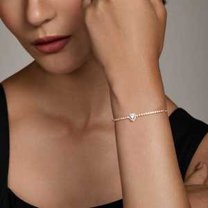 Bracelet à breloques en forme de cœur plaqué rhodium - Argent 92,5 - Product Image 3