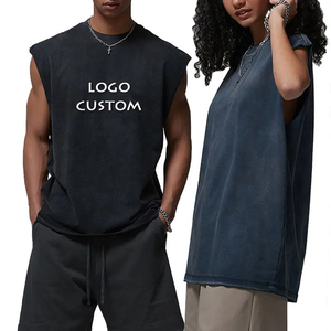 Camiseta sin Mangas de Algodón Grueso para Hombre, Estilo Vintage, Lavado Ácido, Personalizable con Logotipo OEM, Talla Grande, para Gimnasio - Product Image 5