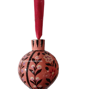 Bola de Navidad Rosa festiva hecha a mano y adornos de árbol forma colgante de 8 cm para embalaje de caja de decoración de hogar y fiesta - Product Image 1